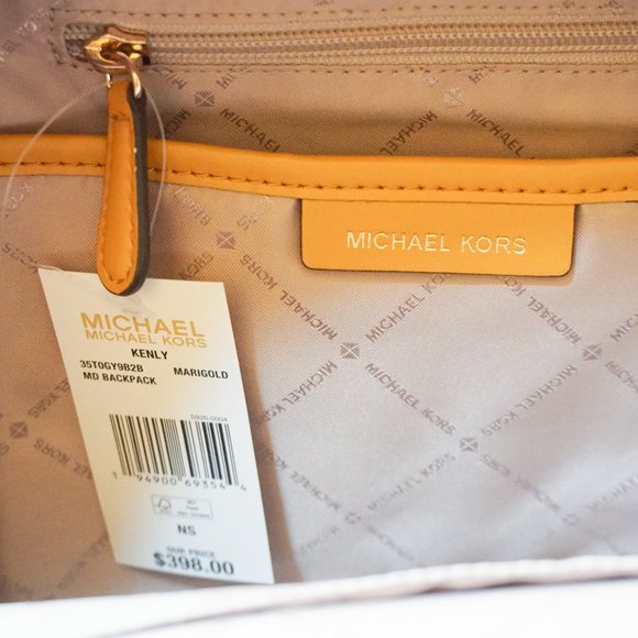 Michael Kors Kenly Medium Backpack MK Brown Yellow - Picture 8 of 10